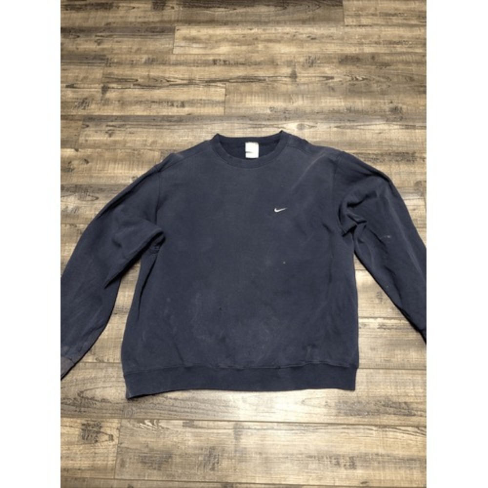 VINTAGE Nike Sweatshirt Mens Large Blue Crewneck Mini Swoosh Gray Tag Y2K 90s